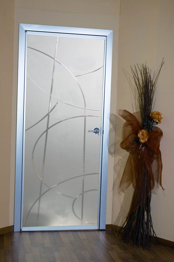 Vetro satinato sabbiato decorato