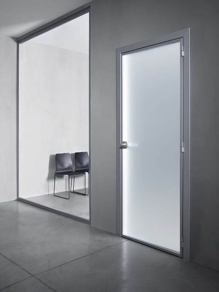 Porta in vetro satinato sabbiato