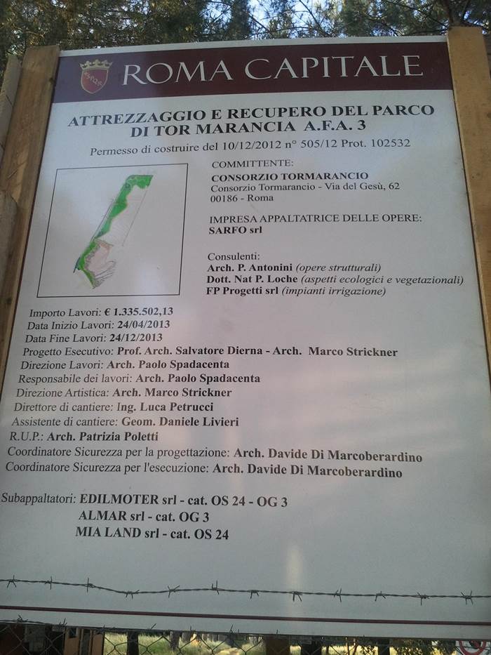 Cartello di cantiere compilato per lavori pubblici