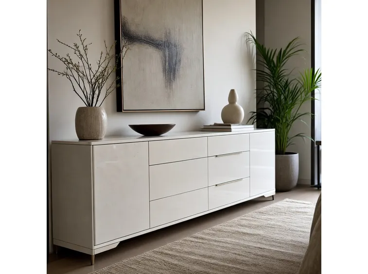 Una credenza moderna componibile venduta da una famosa multinazionale.