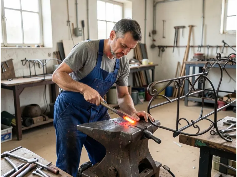 La lavorazione di un letto in ferro battuto