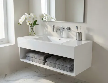 Mobile per lavabo in legno chiaro