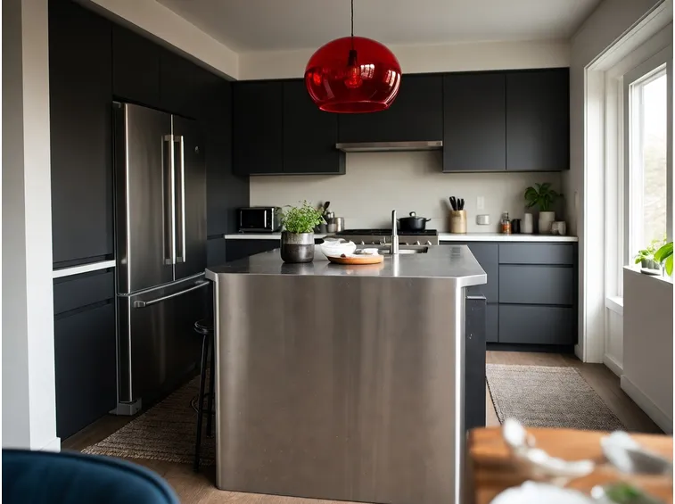 Cucina a penisola in acciao inox