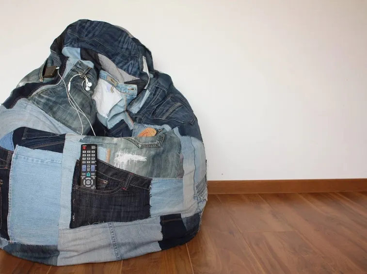 Poltrona a sacco in jeans