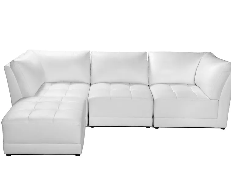 divano componibile in pelle color bianco