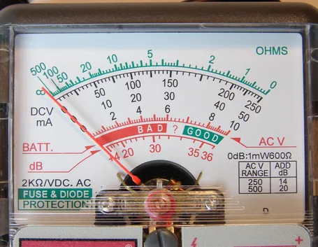Quadrante di un tester analogico
