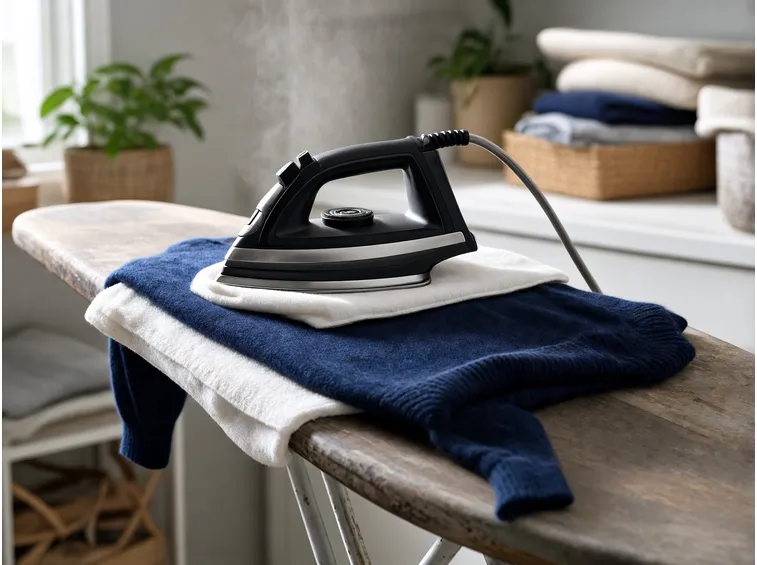 Stirare con il ferro: rovescio, panno di cotone e temperatura media