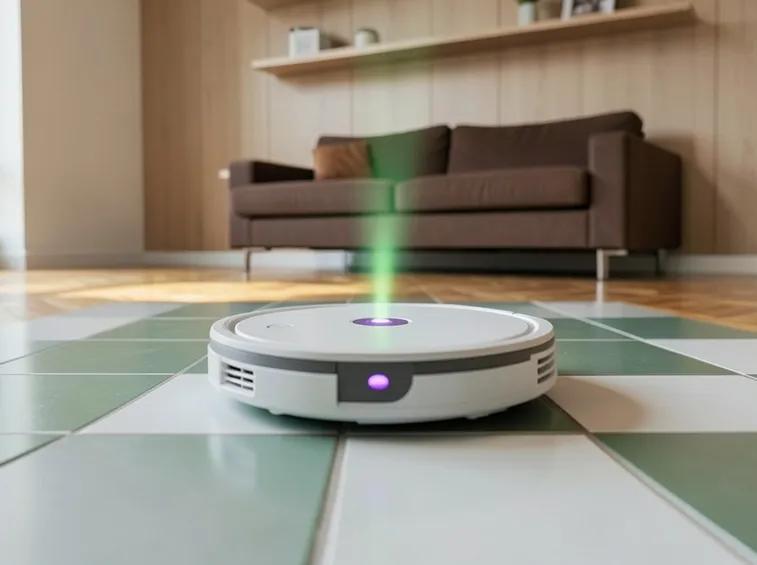 Robot aspirapolvere in azione