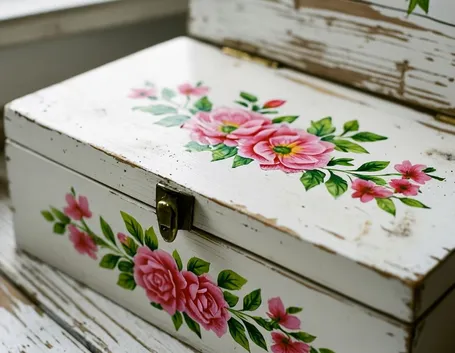 Scatola rifinita con decoupage