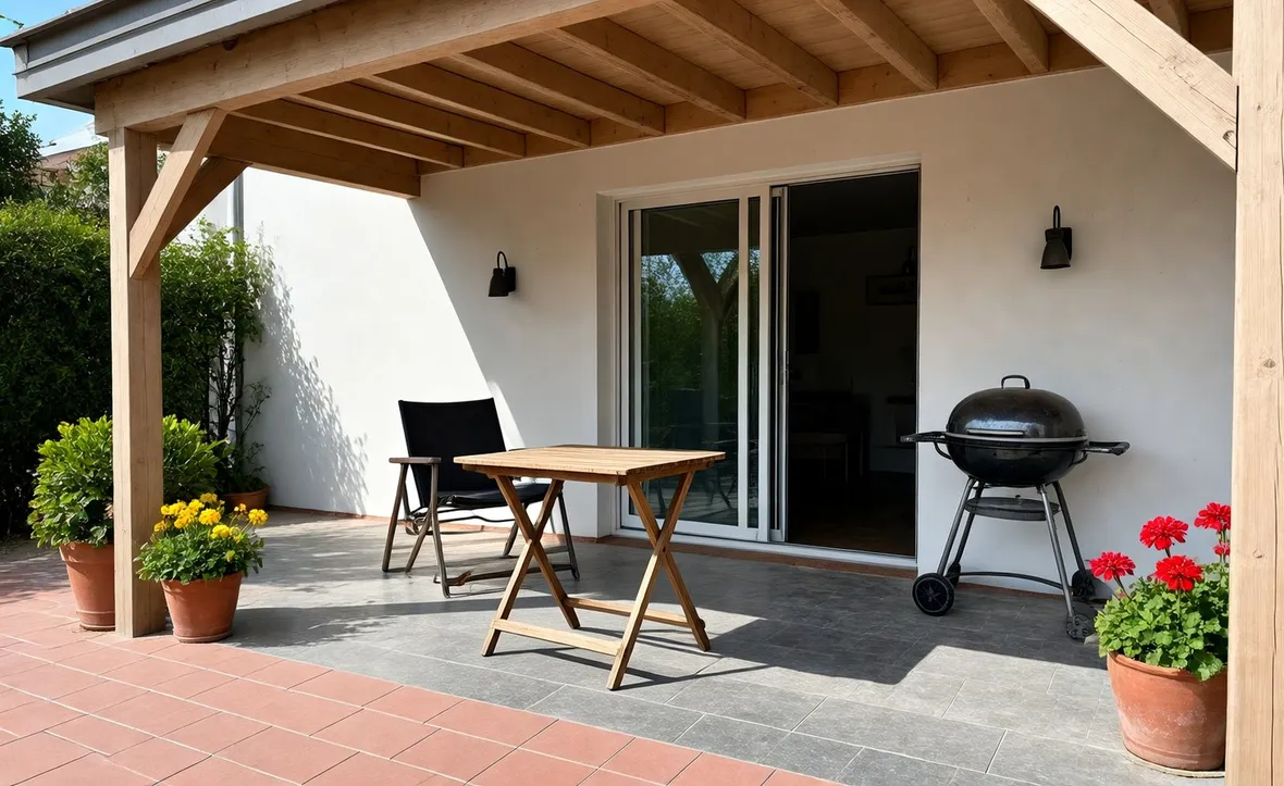 Una elegante veranda in legno