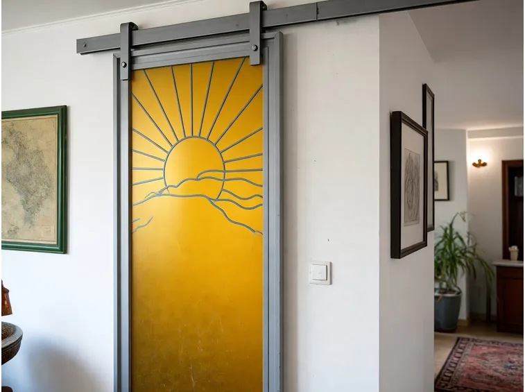 Porta in vetro colorato per interni