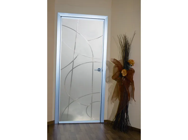 Vetro satinato sabbiato decorato