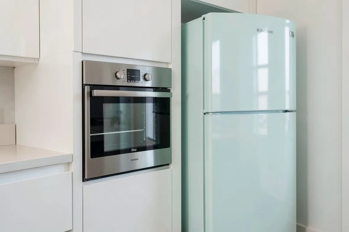 Piccola cucina con forno a colonna