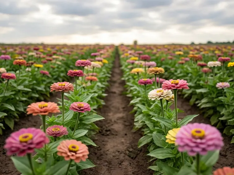 Coltivazione di diverse varietà di zinnia