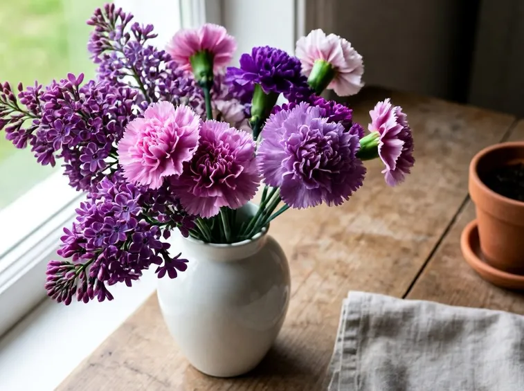 Garofani lilla e viola