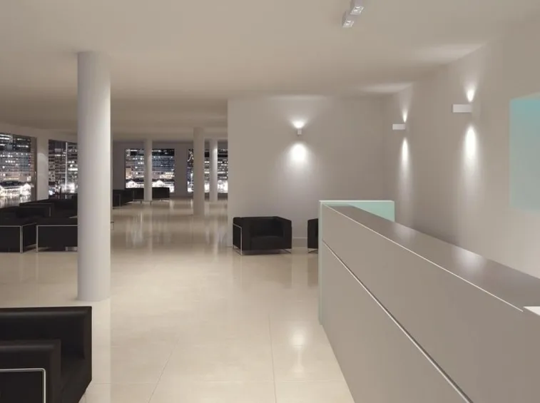 Illuminazione con faretti led ad incasso di una hall alberghiera