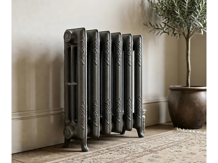 Termoarredi caratterizzati da una lavorazione classica, di colore grigio scuro in ghisa