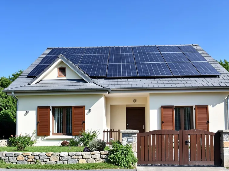 Casa con impianto fotovoltaico