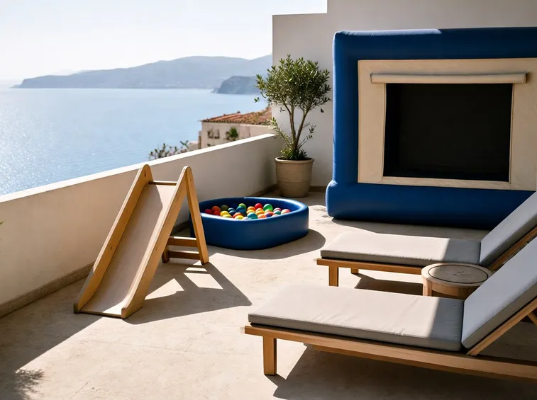 Allestimento di un terrazzo per bambini