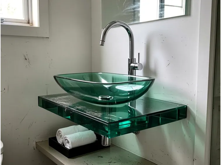 Lavabo in cristallo verde