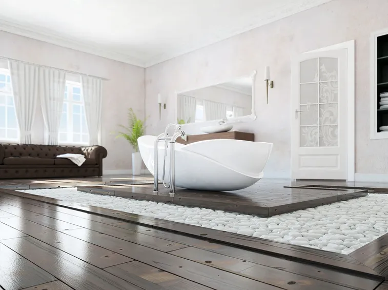 Esempio di bagno con vasca idromassaggio di lusso