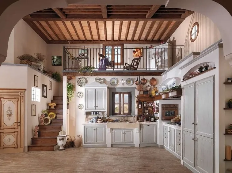 Cucina in muratura perfettamente adattata all'ambiente abitativo