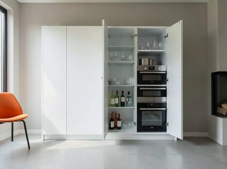 Un modello di cucina in linea a scomparsa