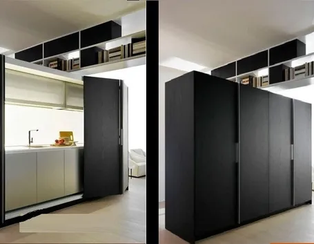 Cucina monoblocco a scomparsa moderna