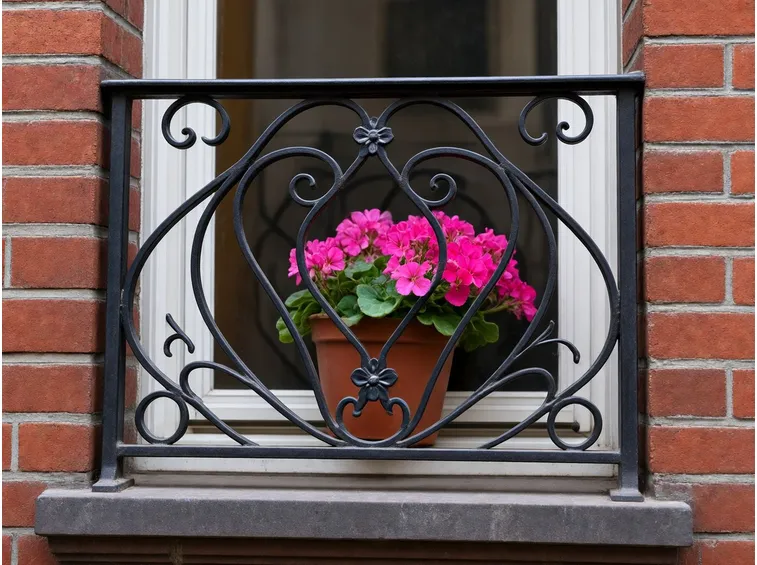 inferriata su davanzale con fiori
