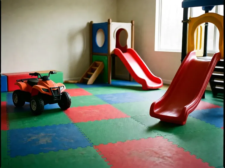 Le piastrelle in PVC possono essere utilizzate come rivestimento delle aree gioco per i bambini