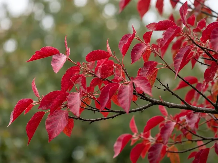 alberi con foglie rosse