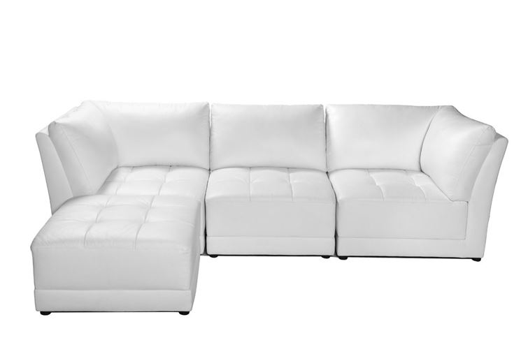 divano componibile in pelle color bianco