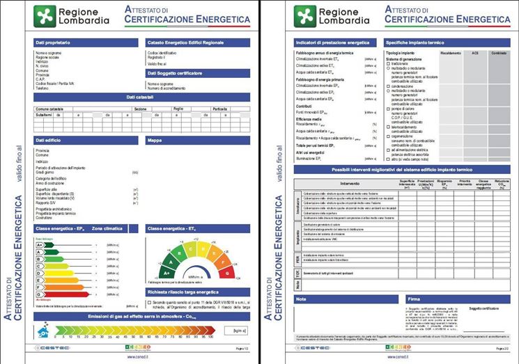 certificazione energetica Lombardia