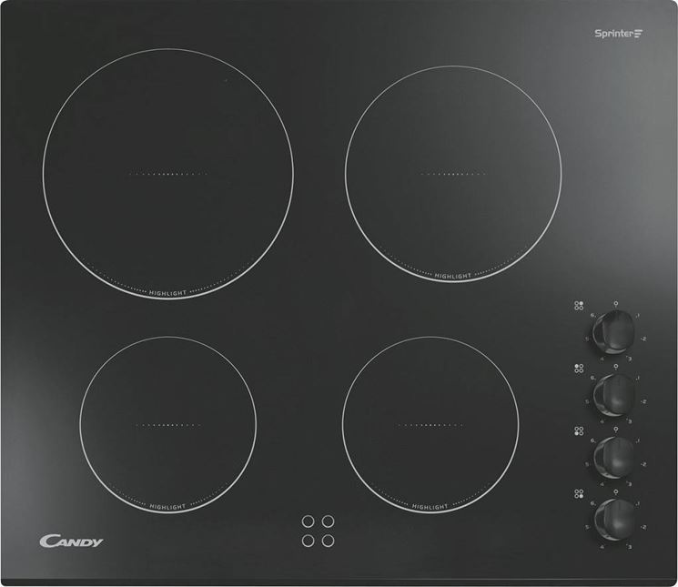 Esempio di piano cottura a induzione, in vetroceramica.