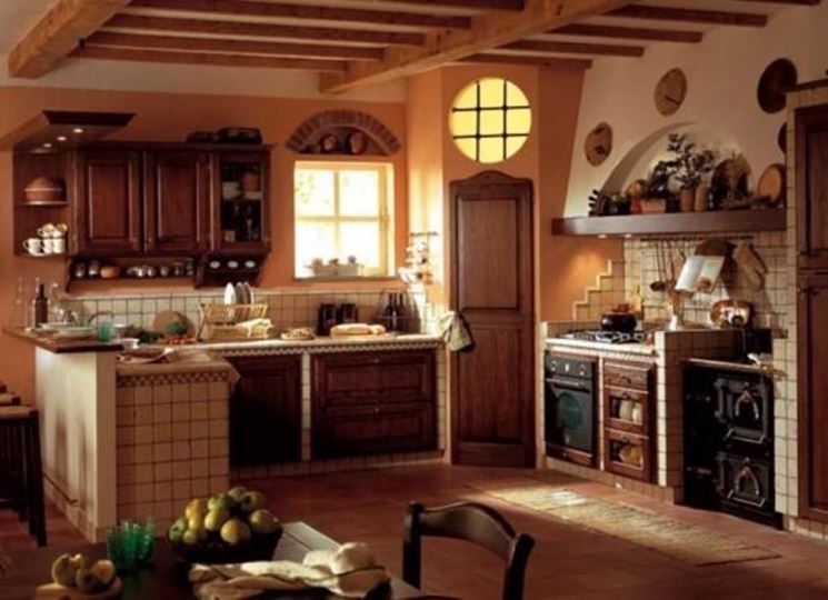 cucina in arte povera in muratura