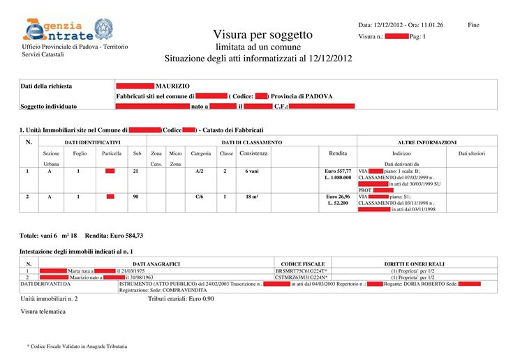 Visura catastale